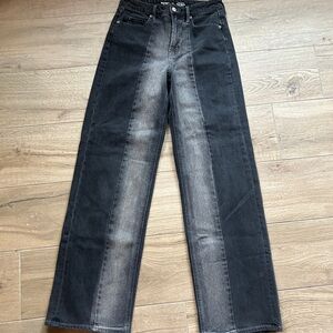 Old Navy Two-Tone Black Straight-Leg Jeans